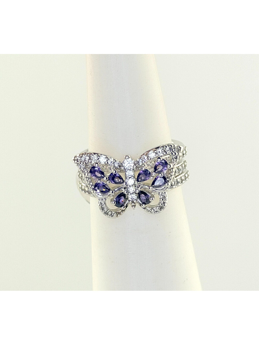 Bomb Party Lymphoma BUTTERFLY Sz 6 "Beautiful Transformation" RBP6323 Rhodium